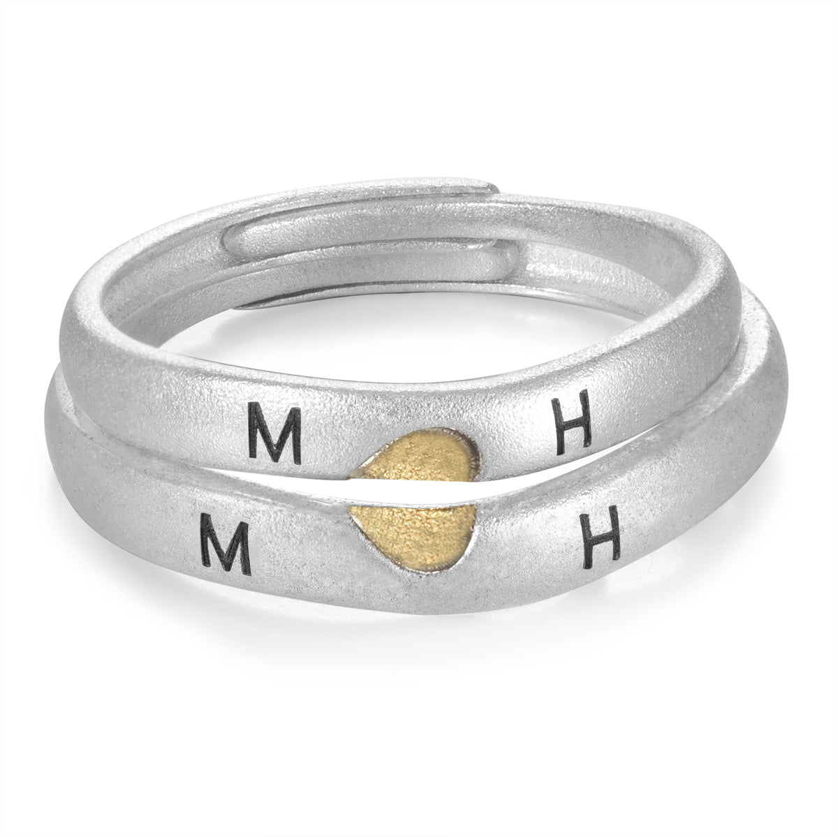 Personalized Initial Heart Couple Ring