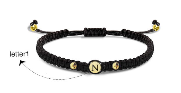 Braided Cord Initial Letter Bracelet
