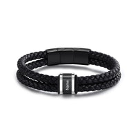 Men's Steel and Leather Name Bead Bracelet