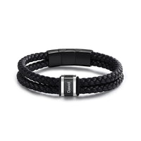 Men's Steel and Leather Name Bead Bracelet