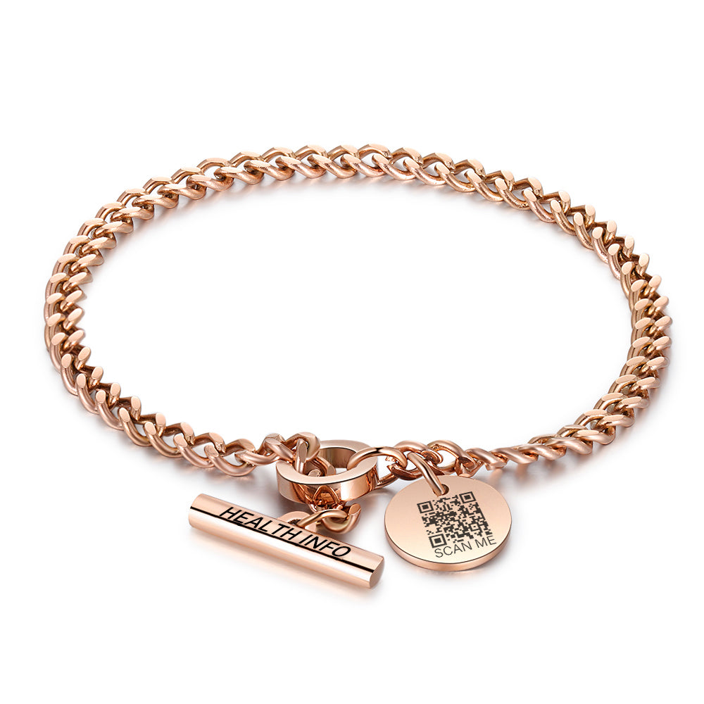 QR Code Medical ID Curb Chain Bracelet