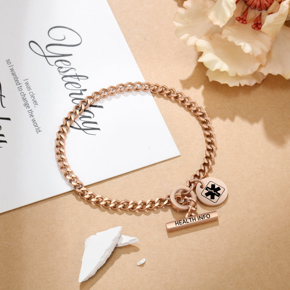 QR Code Medical ID Curb Chain Bracelet