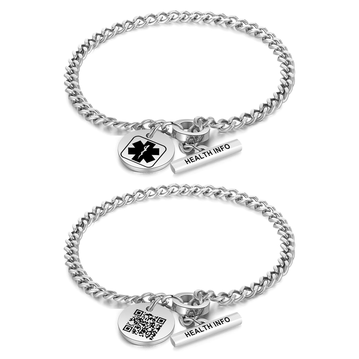 QR Code Medical ID Curb Chain Bracelet