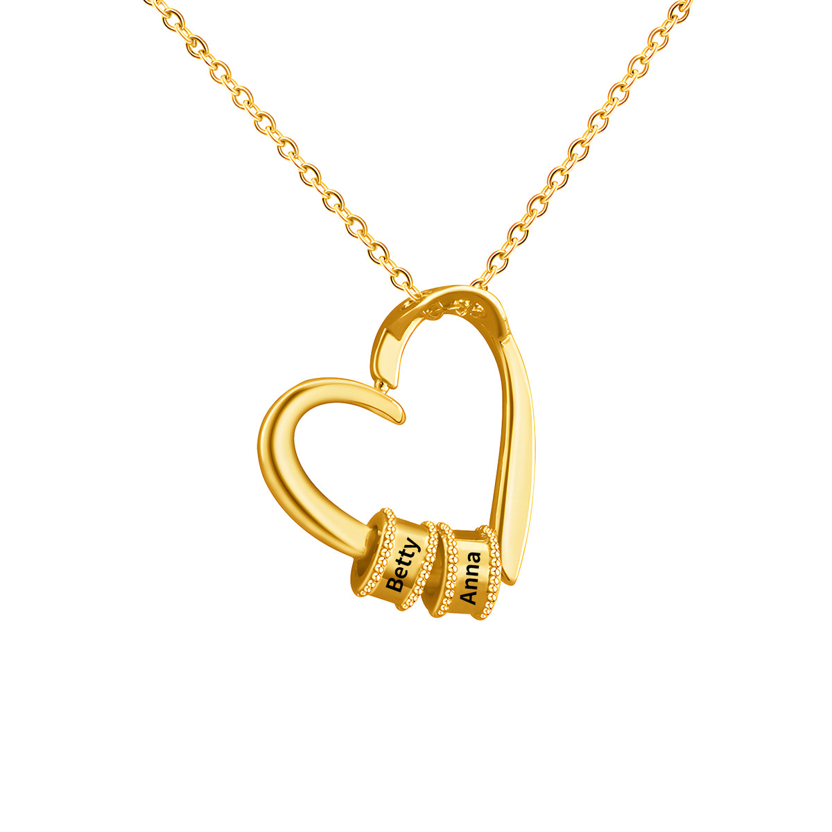 Personalized Heart Necklace with Name Beads