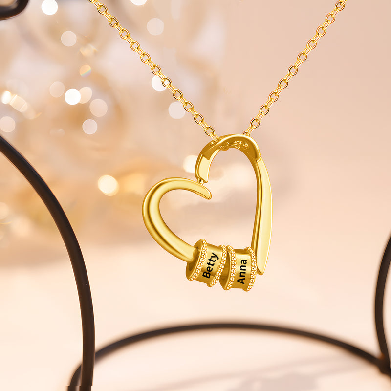 Personalized Heart Necklace with Name Beads