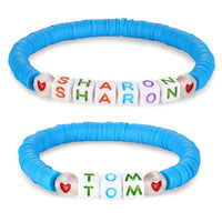 Mom and Kid Name Letter Bead Bracelet Set