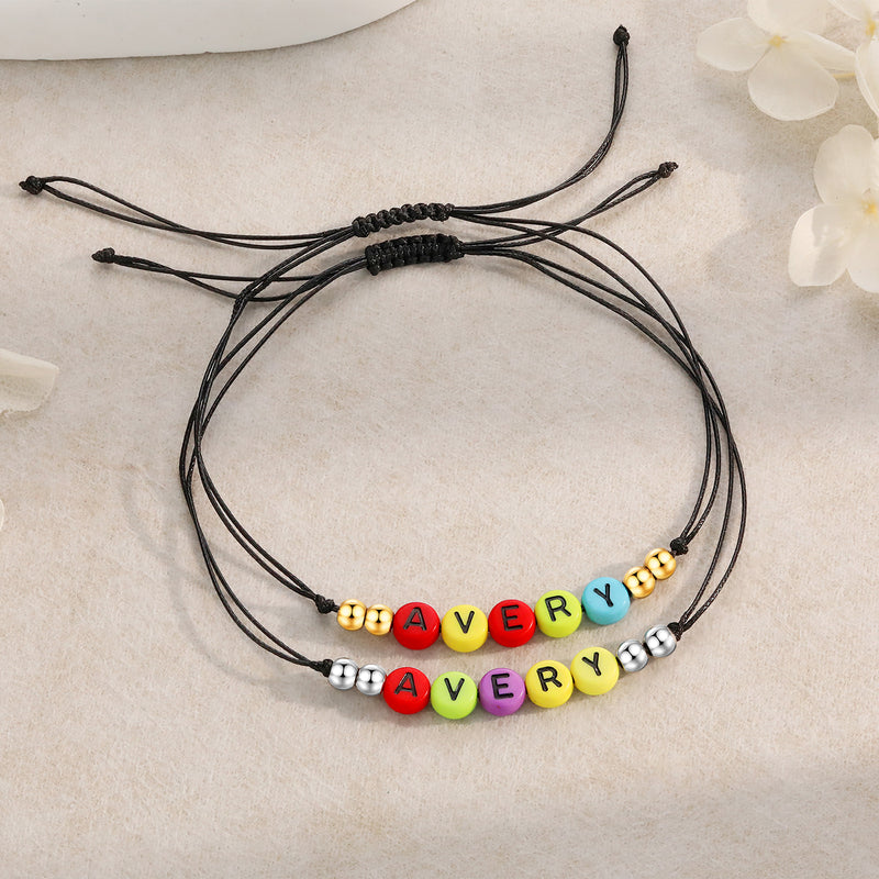 Personalized Name Letter Bead Couple Bracelets