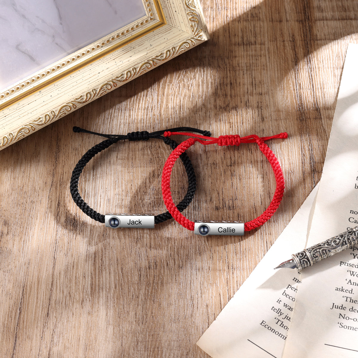 Name Tag Photo Projection Couple Rope Bracelets