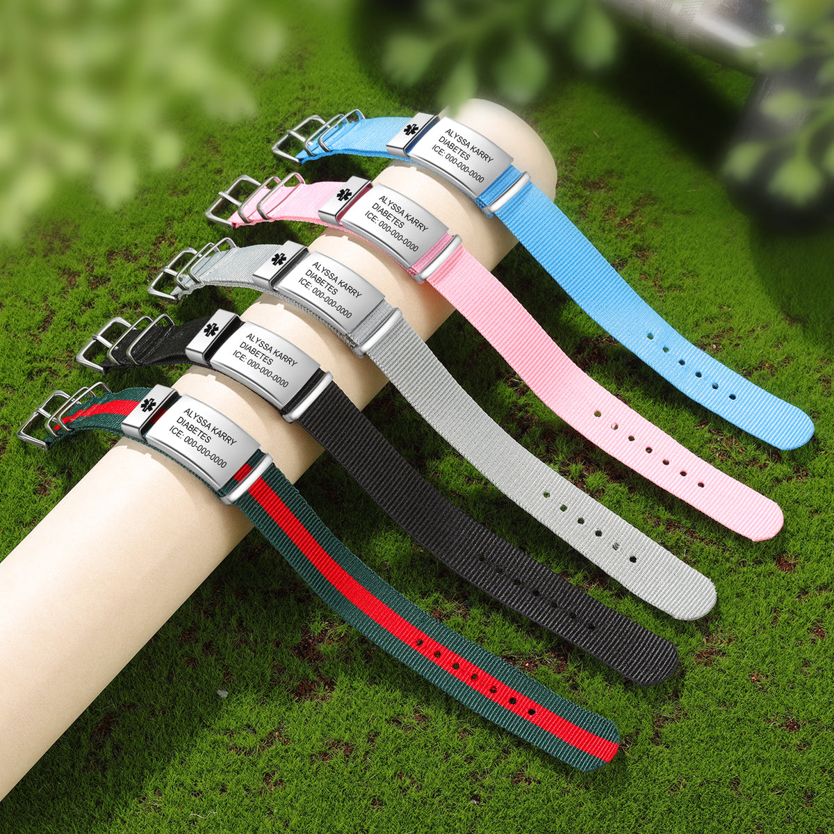 Personalized Nylon Strap Medical ID Bracelet