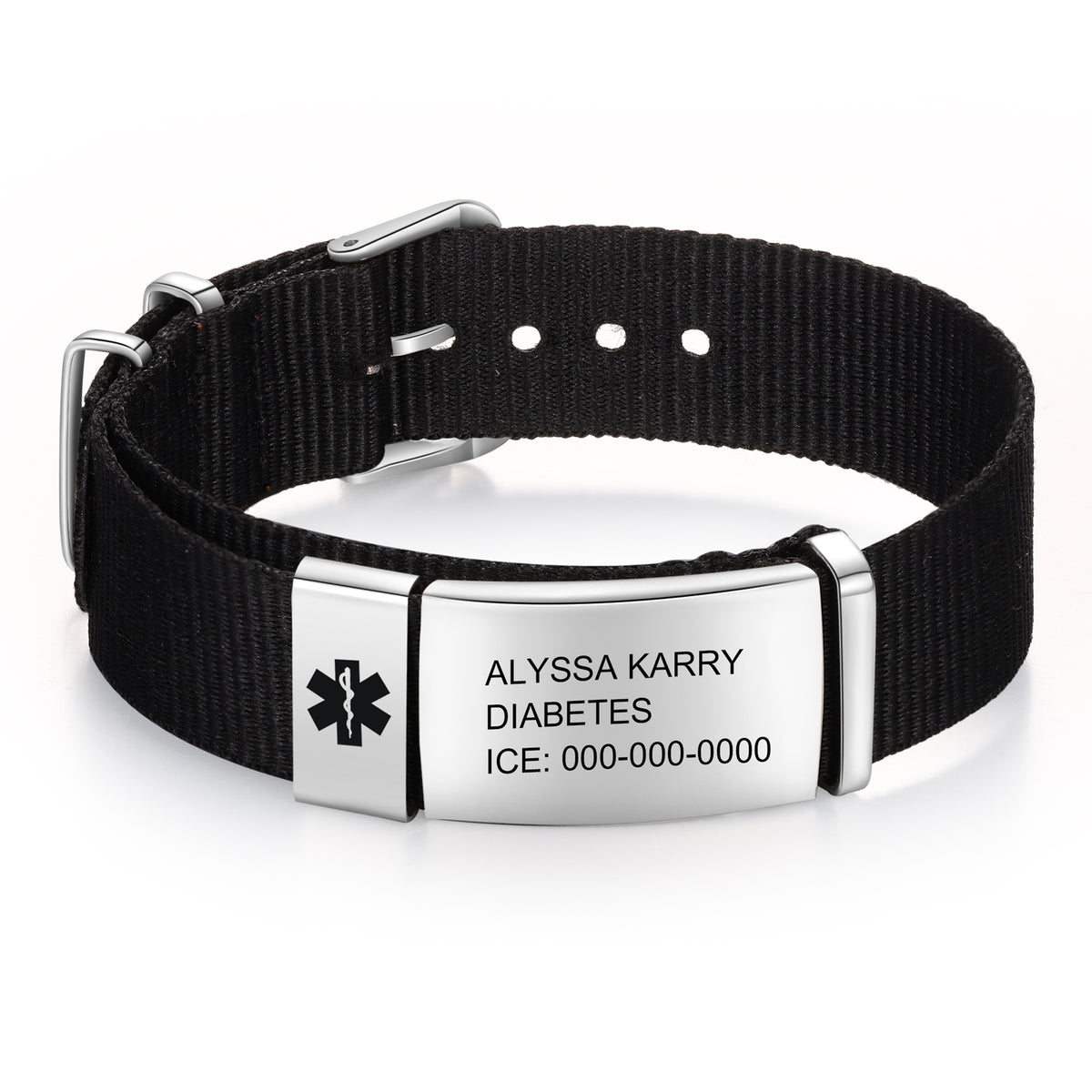 Personalized Nylon Strap Medical ID Bracelet