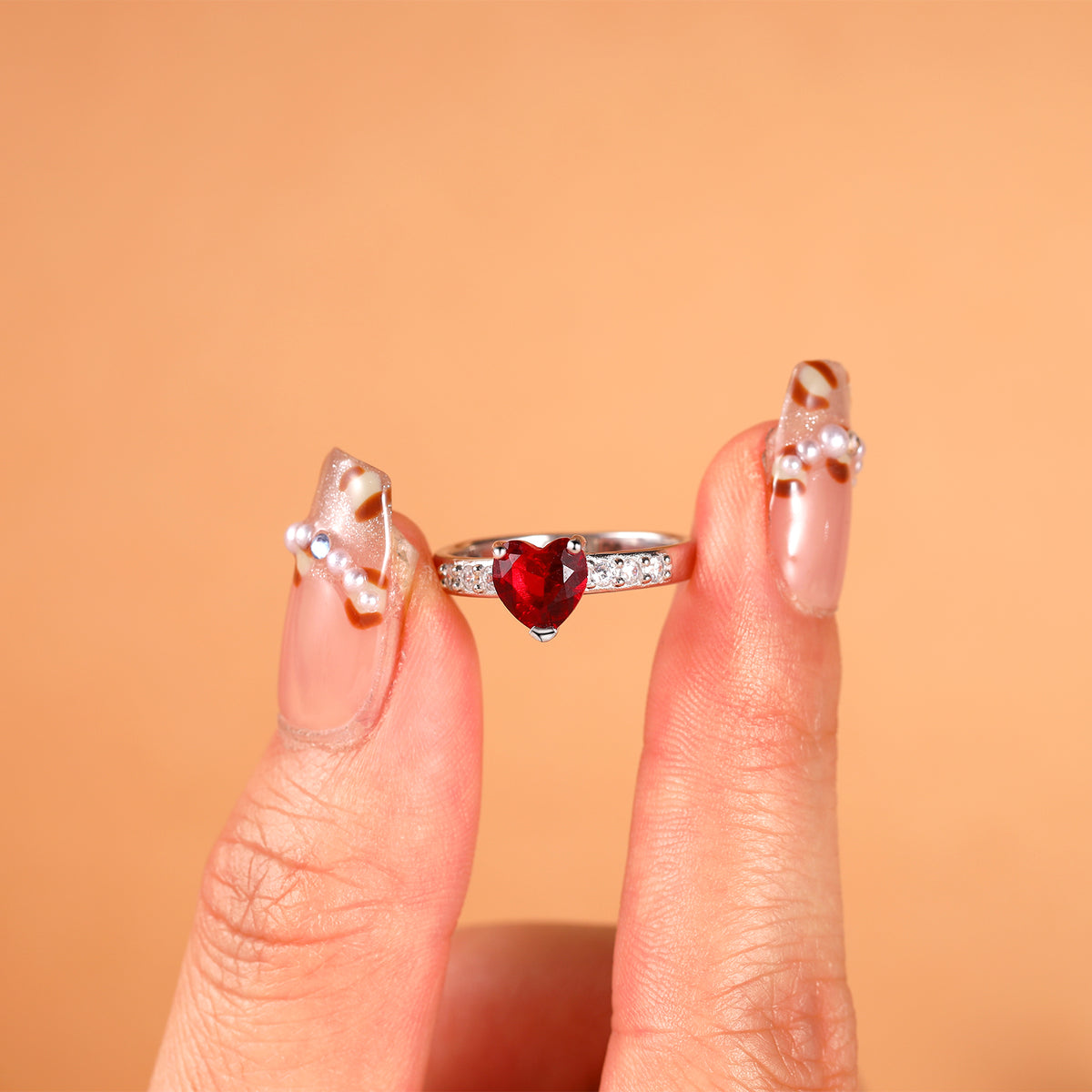 Sterling Silver Heart Birthstone Name Ring