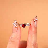 Sterling Silver Heart Birthstone Name Ring