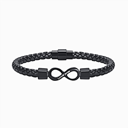 Men's Engraved Infinity Leather Bracelet