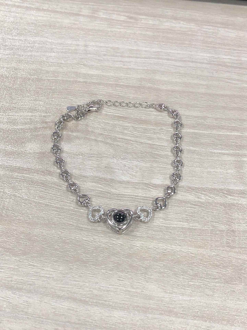 Sterling Silver Heart Photo Projection Bracelet