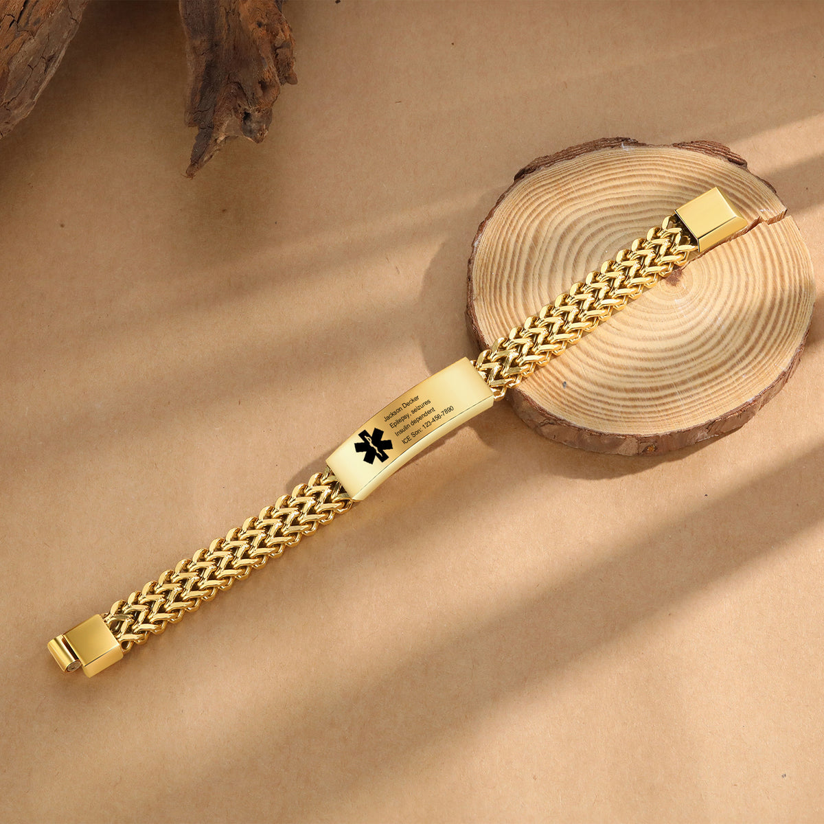 Engraved Medical ID Bracelet with Heavy Chain
