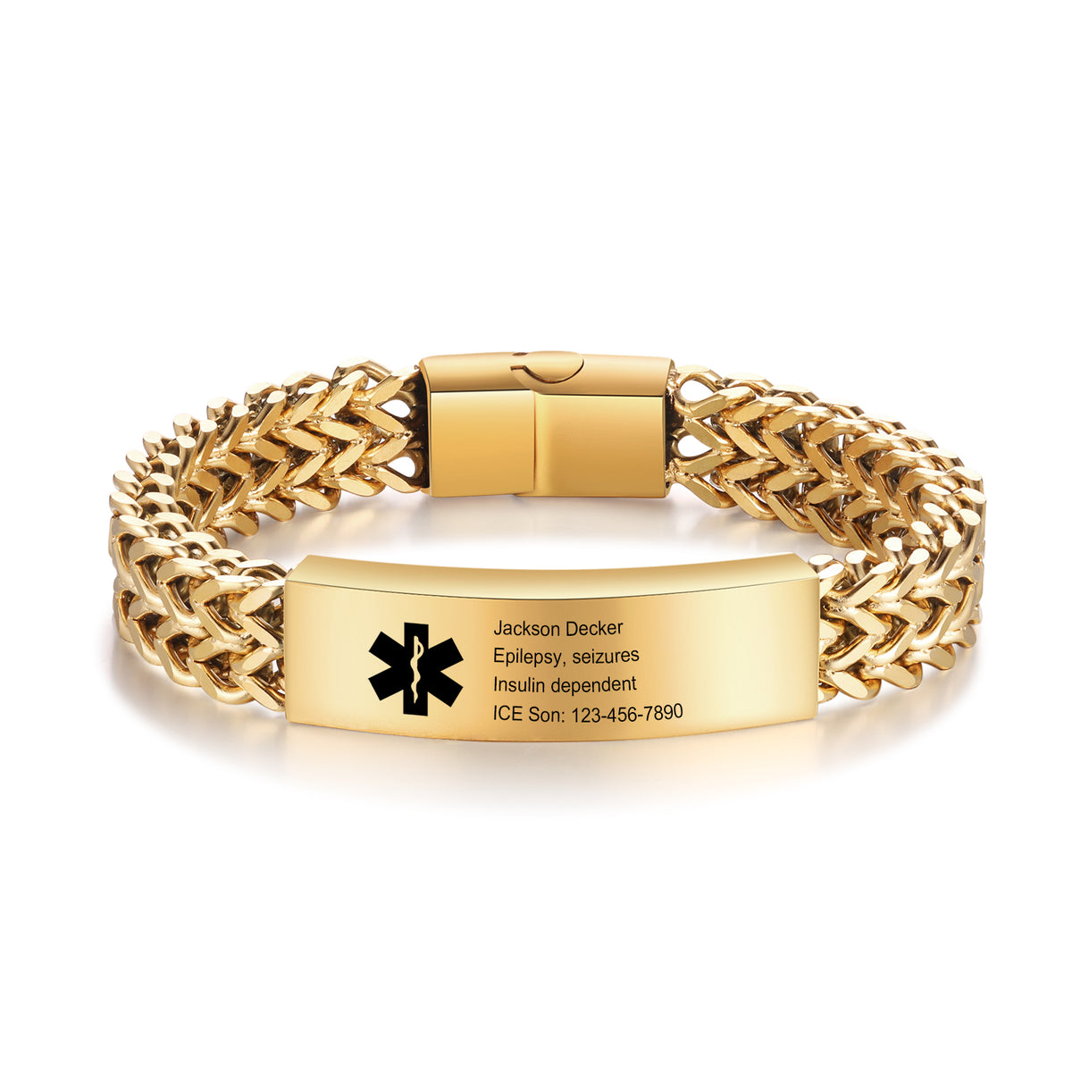 Engraved Medical ID Bracelet with Heavy Chain