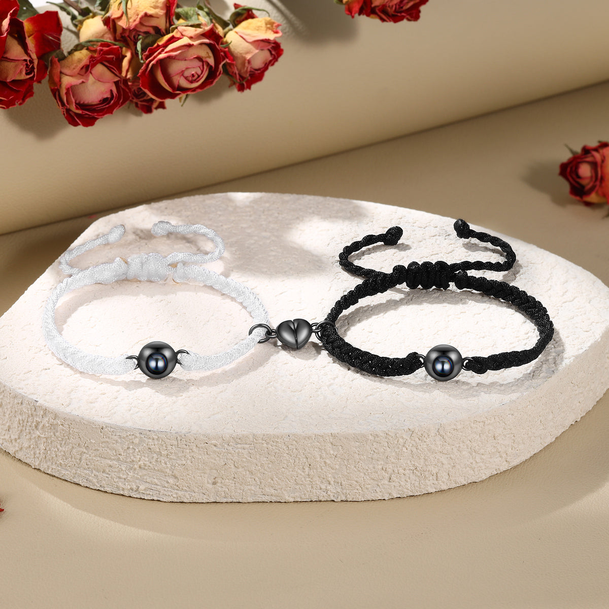 Couple Photo Projection Heart Braided Bracelets