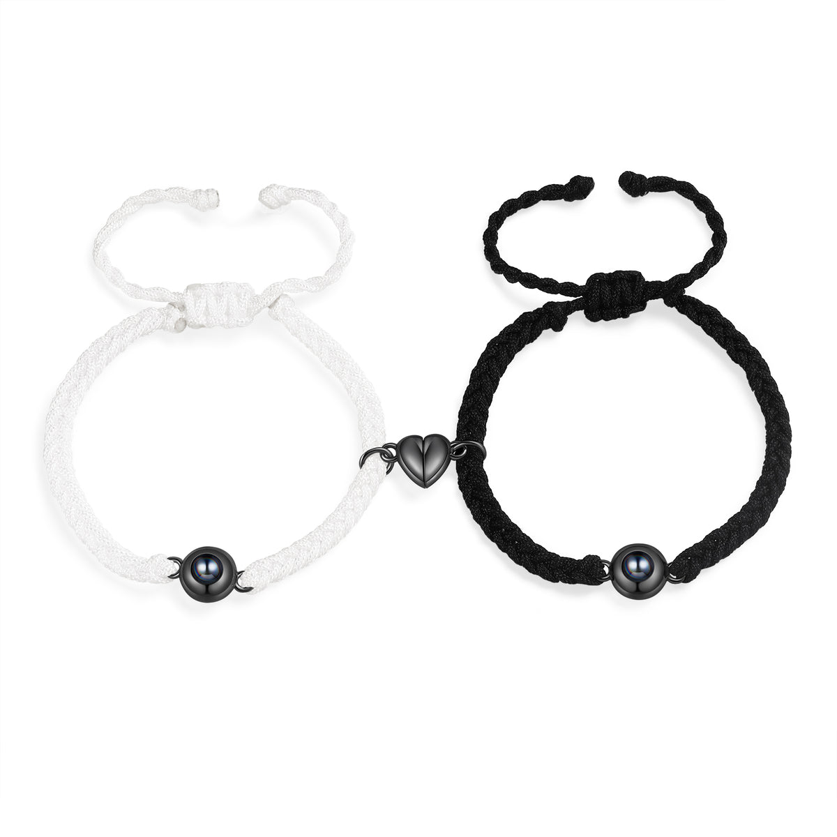 Couple Photo Projection Heart Braided Bracelets