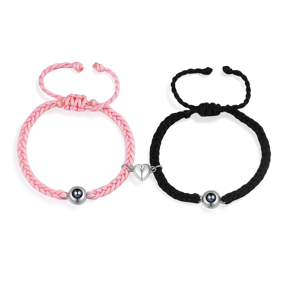 Couple Photo Projection Heart Braided Bracelets