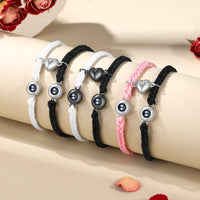 Couple Photo Projection Heart Braided Bracelets
