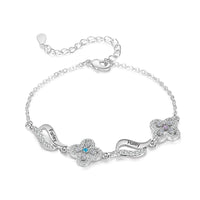 Birthstone Flower Link Name Bracelet