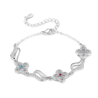 Birthstone Flower Link Name Bracelet