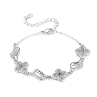 Birthstone Flower Link Name Bracelet