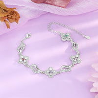 Birthstone Flower Link Name Bracelet