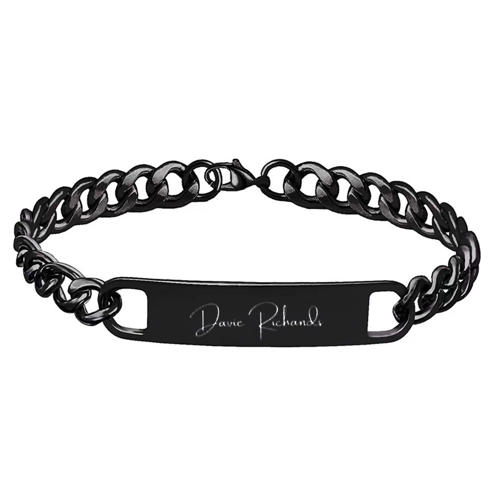 Engraved Name Bar Curb Chain Bracelet