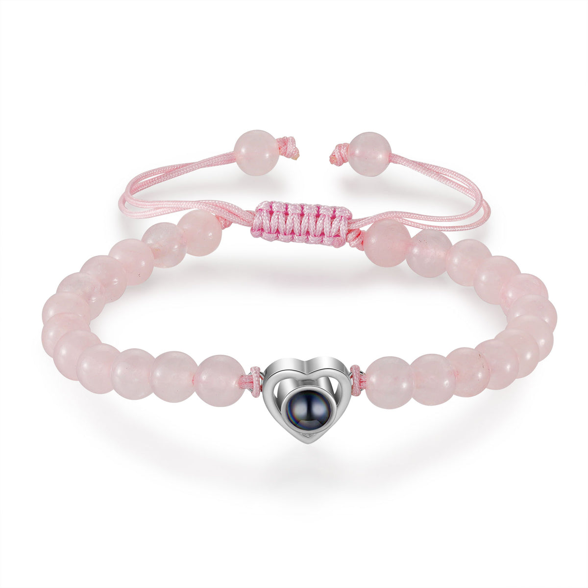 Pink Crystal Bead Heart Photo Projection Bracelet