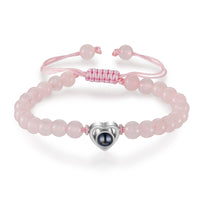 Pink Crystal Bead Heart Photo Projection Bracelet