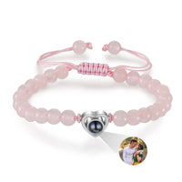 Pink Crystal Bead Heart Photo Projection Bracelet