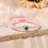 Pink Crystal Bead Heart Photo Projection Bracelet