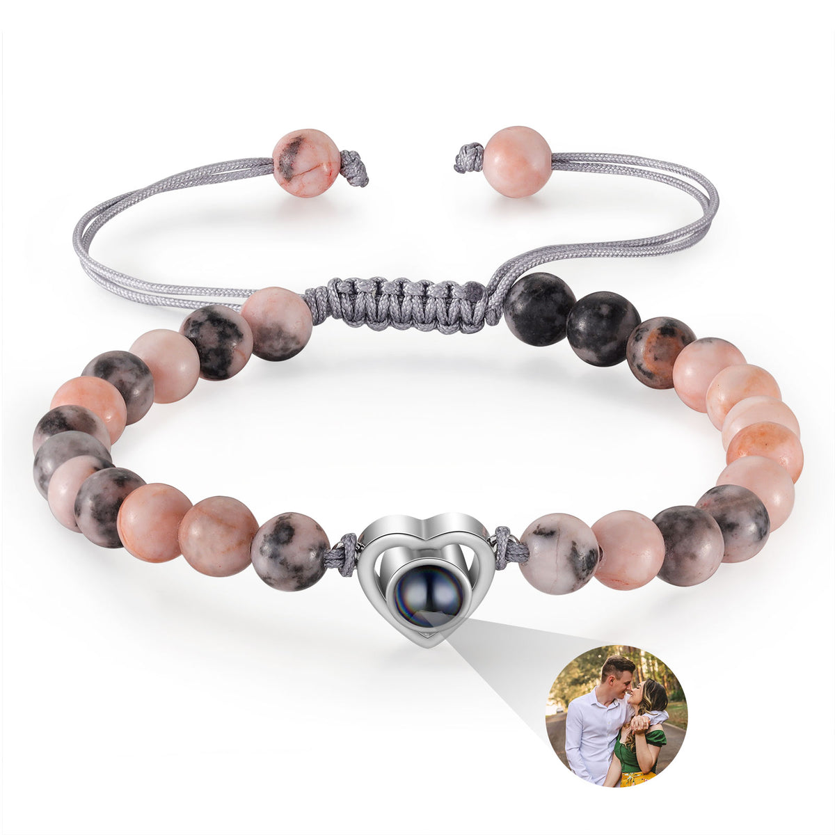 Pink and Black Bead Photo Projection Bracelet