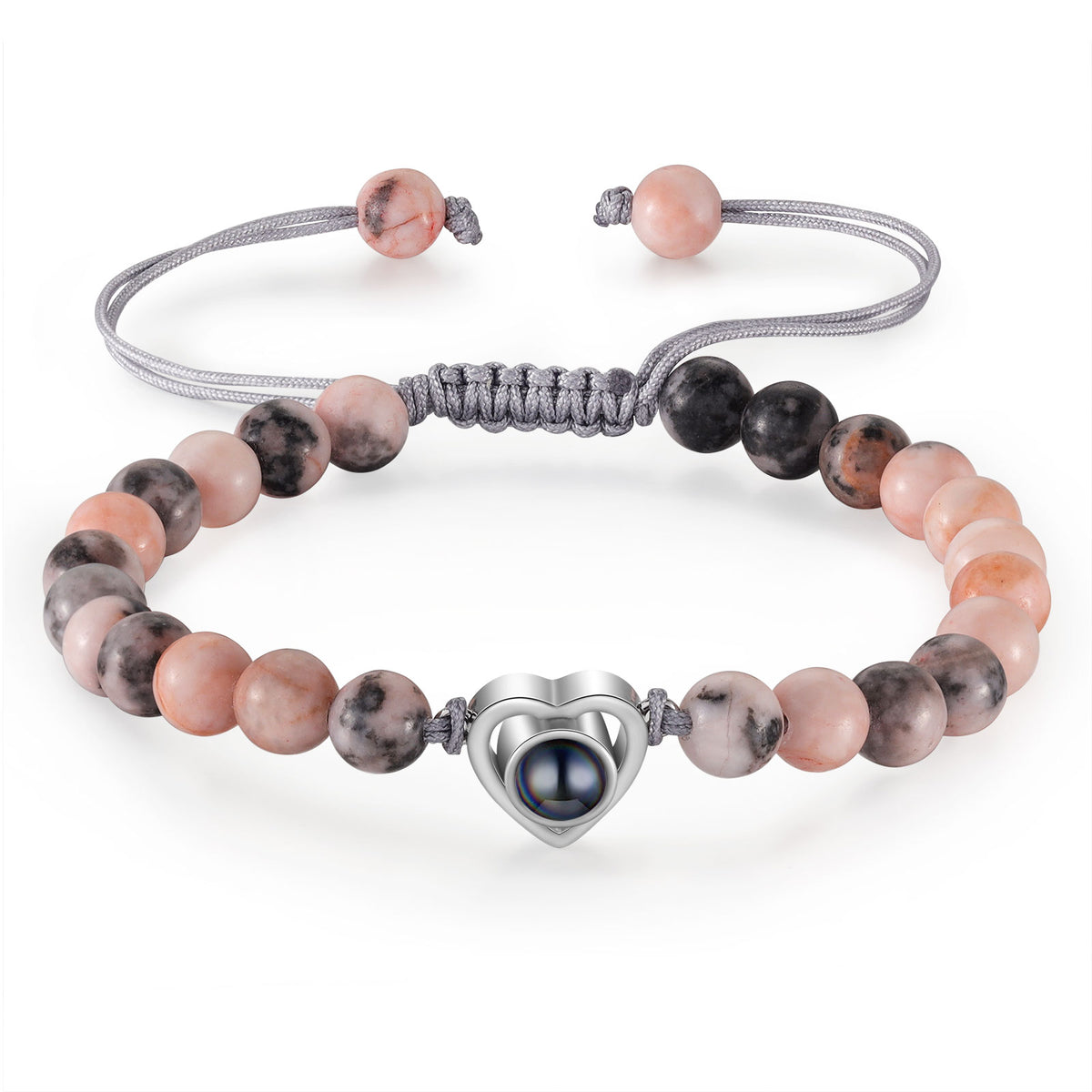 Pink and Black Bead Photo Projection Bracelet