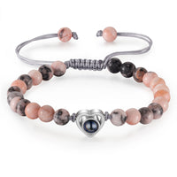 Pink and Black Bead Photo Projection Bracelet