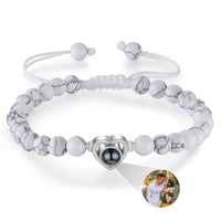 White Bead Heart Photo Projection Bracelet