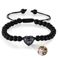 Matte Black Bead Heart Photo Projection Bracelet