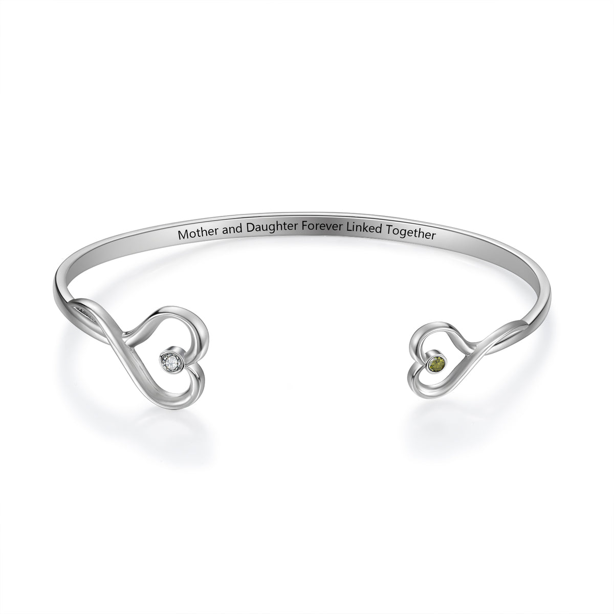 Mother Daughter Birthstone Heart Bangle