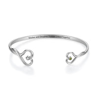 Mother Daughter Birthstone Heart Bangle