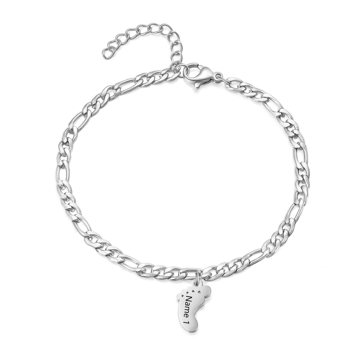 Engraved Name Feet Pendant Bracelet