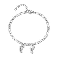 Engraved Name Feet Pendant Bracelet