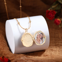 Gold Photo Locket Necklace, Butterfly or Angel