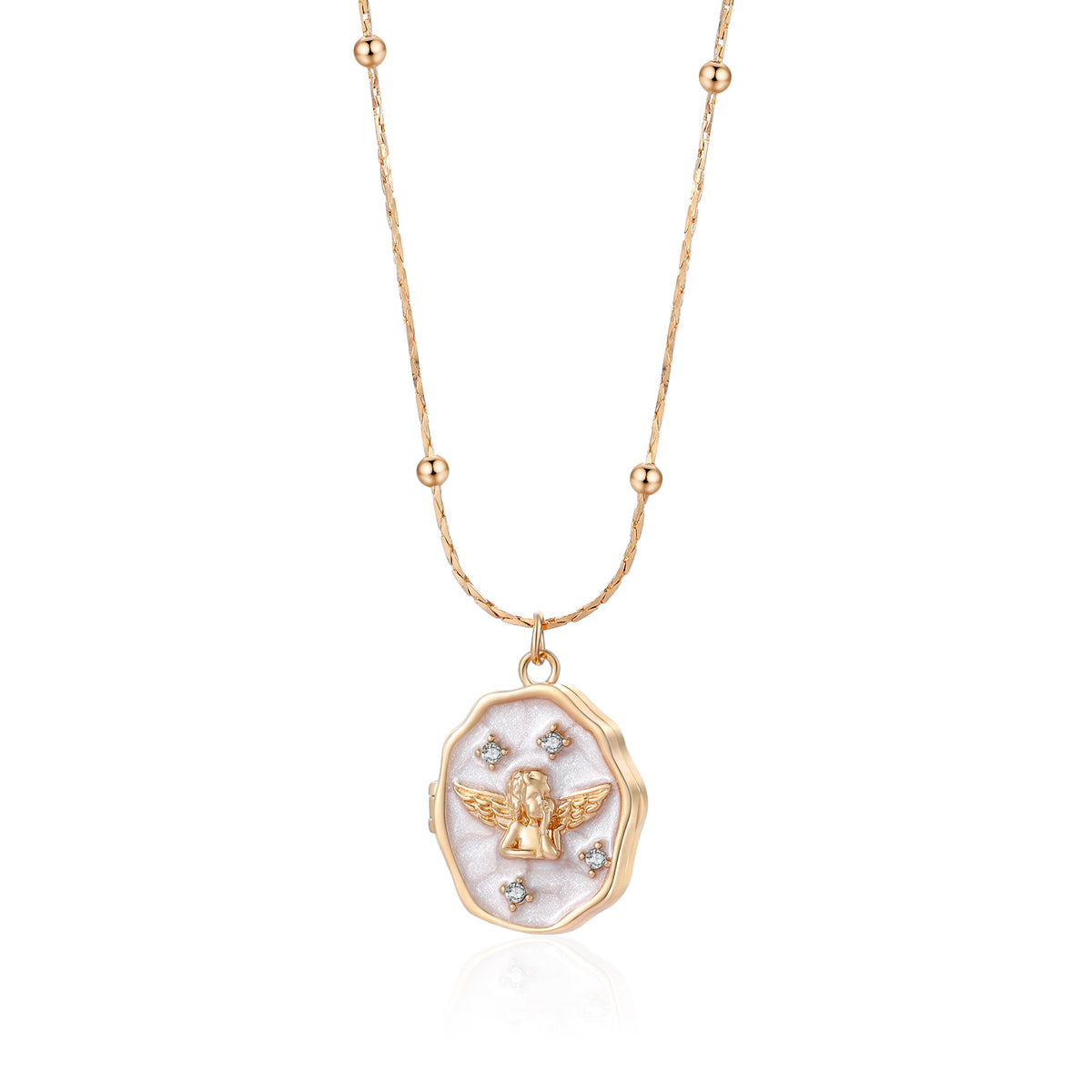 Gold Photo Locket Necklace, Butterfly or Angel