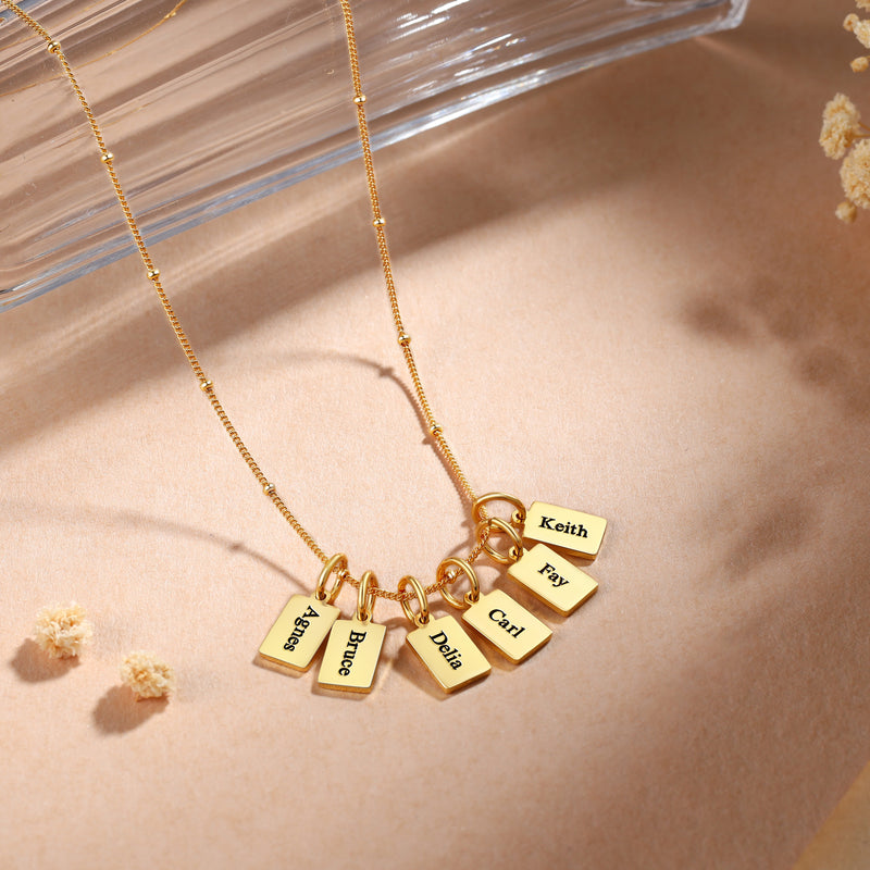 Gold Engraved Name Tag Necklace
