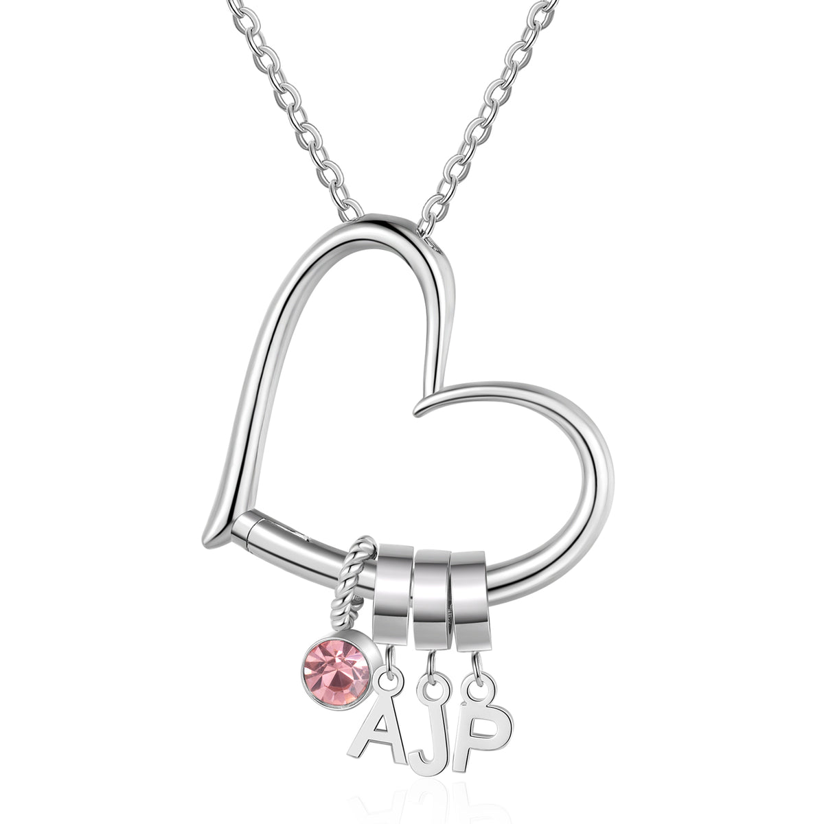 Heart Initial Letter Birthstone Necklace