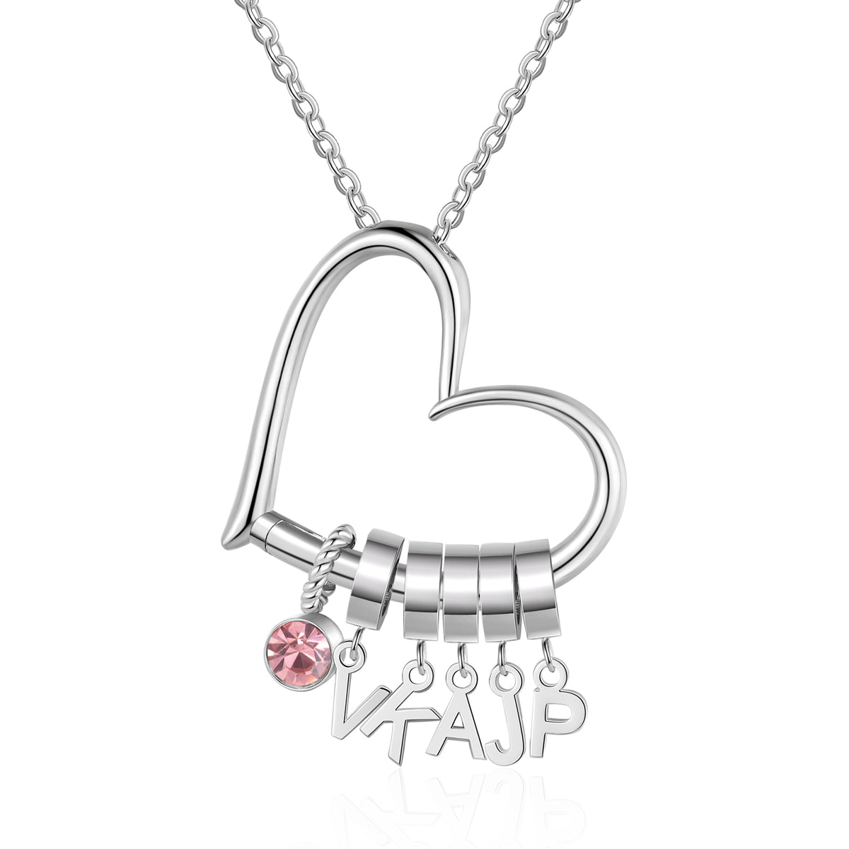 Heart Initial Letter Birthstone Necklace