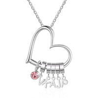 Heart Initial Letter Birthstone Necklace