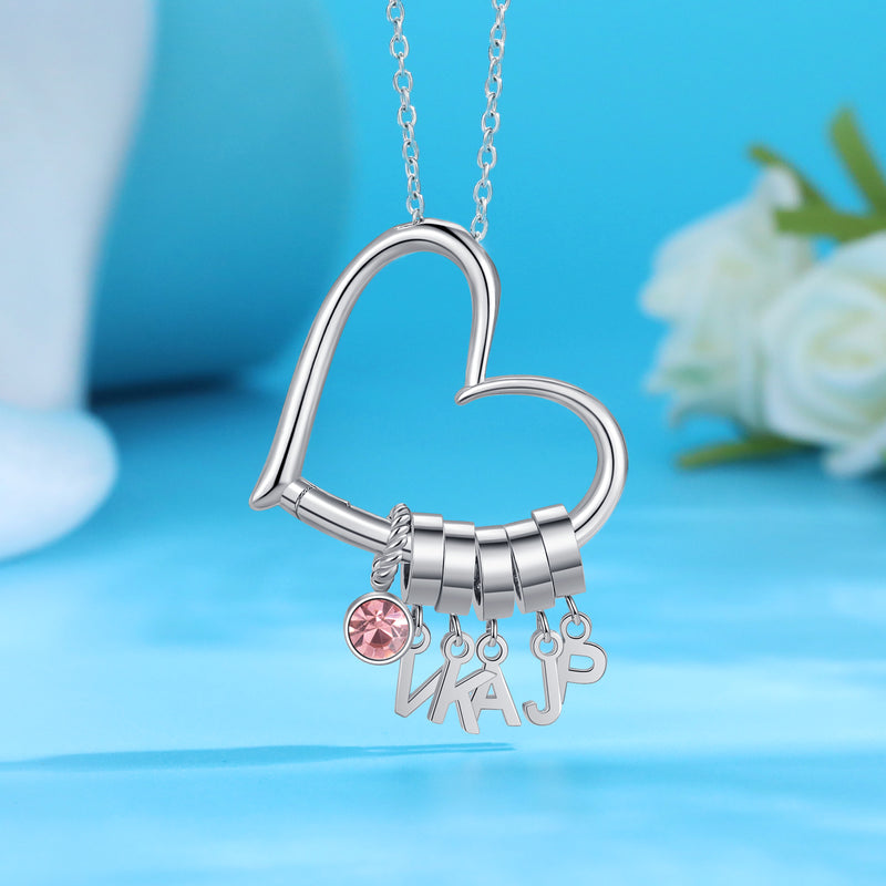 Heart Initial Letter Birthstone Necklace