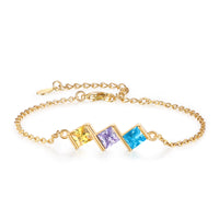 Gold Square Birthstone Link Bracelet